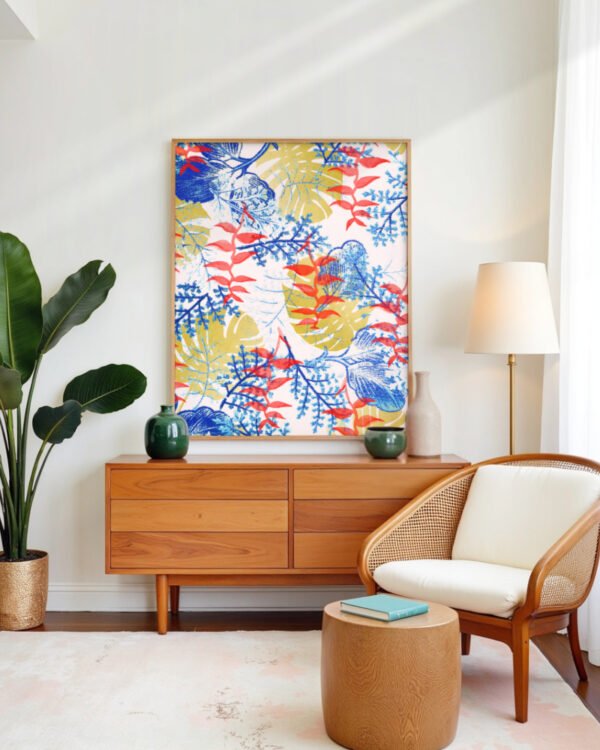 Shop Tropical Garden watercolor jungle monstera botanical Art Print, Canvas Print - available at 83oranges.com by artist Uma Gokhale India