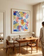 Shop Budding Romance botanical pink blue green marble luxe Art Print, Canvas Print - available at 83oranges.com by artist Uma Gokhale India
