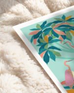 Shop Drawn to the moon storks tropical pastel Art Print, Canvas Print - available at 83oranges.com by artist Uma Gokhale India Shop Drawn to the moon storks tropical pastel Art Print, Canvas Print - available at 83oranges.com by artist Uma Gokhale India