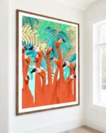 Shop Flamingo party eclectic tropical jungle quirky Art Print, Canvas Print - available at 83oranges.com by artist Uma Gokhale India