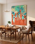 Shop Flamingo party eclectic tropical jungle quirky Art Print, Canvas Print - available at 83oranges.com by artist Uma Gokhale India