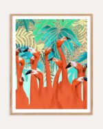 Shop Flamingo party eclectic tropical jungle quirky Art Print, Canvas Print - available at 83oranges.com by artist Uma Gokhale India