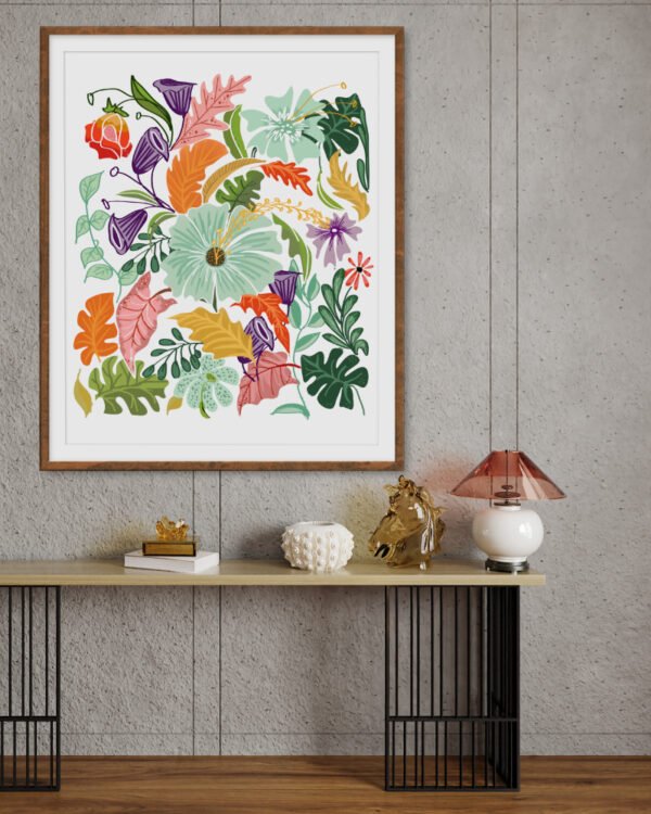 Shop Hello Summer Mint floral botanical Art Print, Canvas Print - available at 83oranges.com by artist Uma Gokhale India