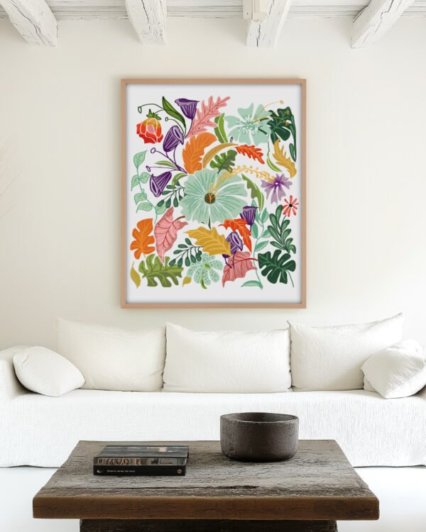 Shop Hello Summer Mint floral botanical Art Print, Canvas Print - available at 83oranges.com by artist Uma Gokhale India