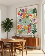 Shop Hello Summer Mint floral botanical Art Print, Canvas Print - available at 83oranges.com by artist Uma Gokhale India