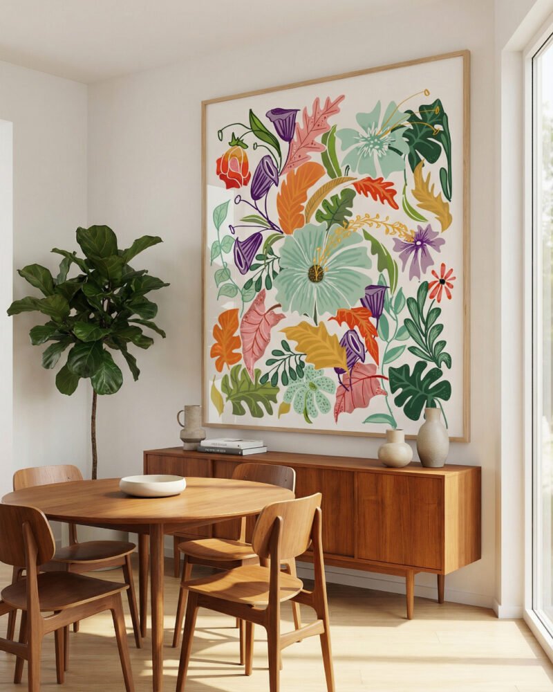 Shop Hello Summer Mint floral botanical Art Print, Canvas Print - available at 83oranges.com by artist Uma Gokhale India