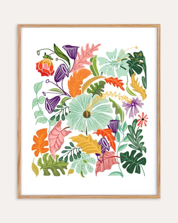 Shop Hello Summer Mint floral botanical Art Print, Canvas Print - available at 83oranges.com by artist Uma Gokhale India