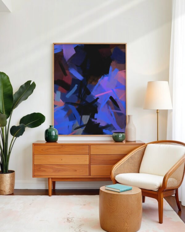 Shop Midnight Sparks dark abstract Art Print, Canvas Print - available at 83oranges.com by artist Uma Gokhale India