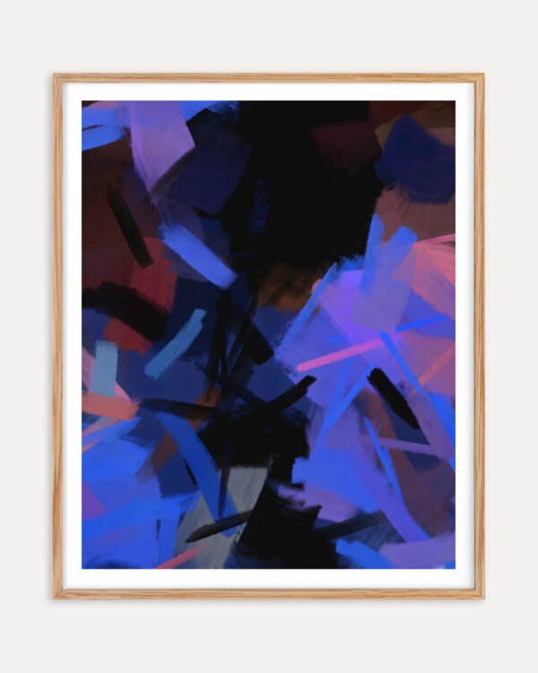 Shop Midnight Sparks dark abstract Art Print, Canvas Print - available at 83oranges.com by artist Uma Gokhale India