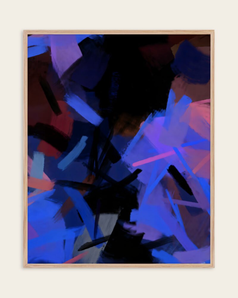 Shop Midnight Sparks dark abstract Art Print, Canvas Print - available at 83oranges.com by artist Uma Gokhale India