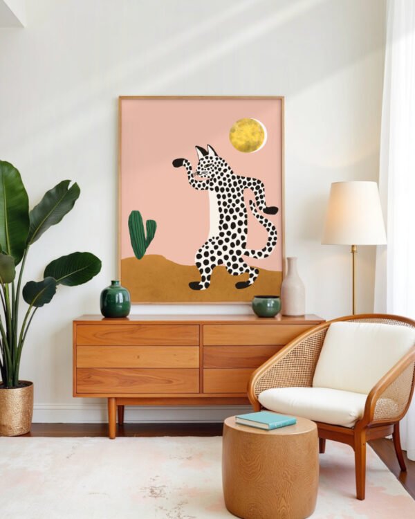 Shop Jazzy wild cat funny animals dance Art Print, Canvas Print - available at 83oranges.com by artist Uma Gokhale India