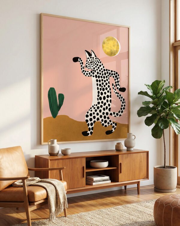Shop Jazzy wild cat funny animals dance Art Print, Canvas Print - available at 83oranges.com by artist Uma Gokhale India