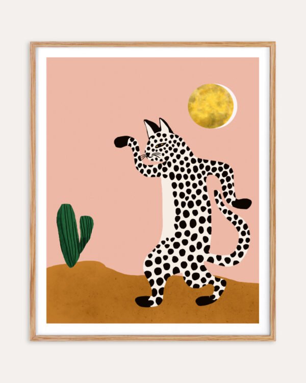 Shop Jazzy wild cat funny animals dance Art Print, Canvas Print - available at 83oranges.com by artist Uma Gokhale India