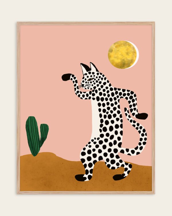 Shop Jazzy wild cat funny animals dance Art Print, Canvas Print - available at 83oranges.com by artist Uma Gokhale India