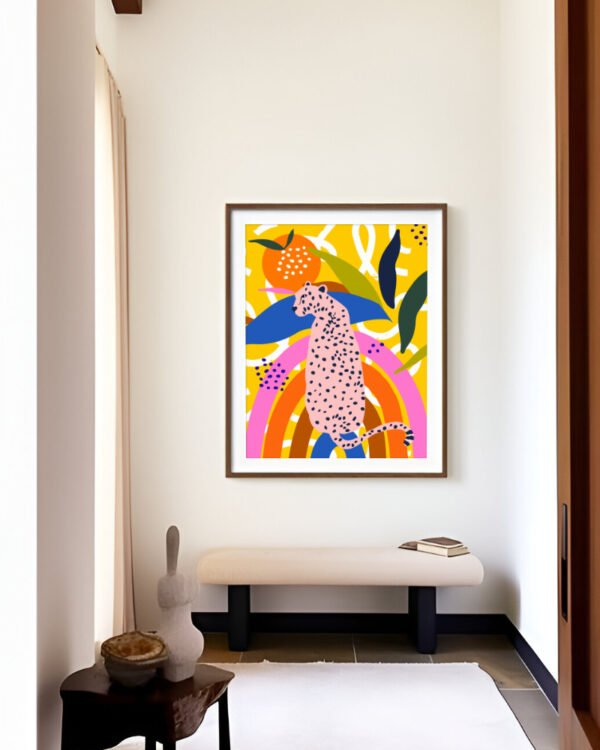 Shop Leopard Somewhere Over The Rainbow Abstract Art Print, Canvas Print - available at 83oranges.com by artist Uma Gokhale India