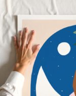 Shop over the moon bohemian woman Art Print, Canvas Print - available at 83oranges.com by artist Uma Gokhale India