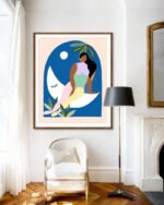 Shop over the moon bohemian woman Art Print, Canvas Print - available at 83oranges.com by artist Uma Gokhale India Shop over the moon bohemian woman Art Print, Canvas Print - available at 83oranges.com by artist Uma Gokhale India