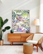 Shop Palm Dance Tropical jungle botanical Art Print, Canvas Print - available at 83oranges.com by artist Uma Gokhale India Shop Palm Dance Tropical jungle botanical Art Print, Canvas Print - available at 83oranges.com by artist Uma Gokhale India