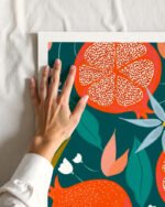 Shop Summer Pomegranate fruits botanical nature Art Print, Canvas Print - available at 83oranges.com by artist Uma Gokhale India Shop Summer Pomegranate fruits botanical nature Art Print, Canvas Print - available at 83oranges.com by artist Uma Gokhale India