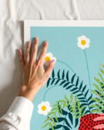 Shop Sunny side up flower pot quirky botanical Art Print, Canvas Print - available at 83oranges.com by artist Uma Gokhale India