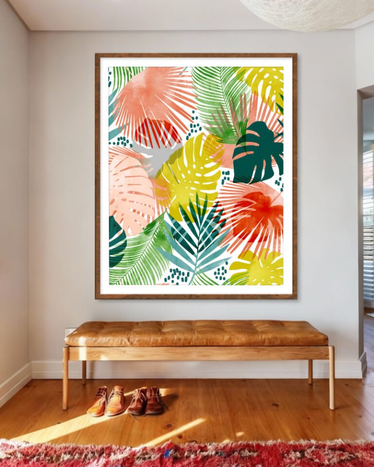 Shop Tropical Garden watercolor jungle monstera botanical Art Print, Canvas Print - available at 83oranges.com by artist Uma Gokhale India