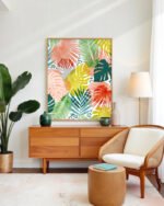 Shop Tropical Garden watercolor jungle monstera botanical Art Print, Canvas Print - available at 83oranges.com by artist Uma Gokhale India Shop Tropical Garden watercolor jungle monstera botanical Art Print, Canvas Print - available at 83oranges.com by artist Uma Gokhale India