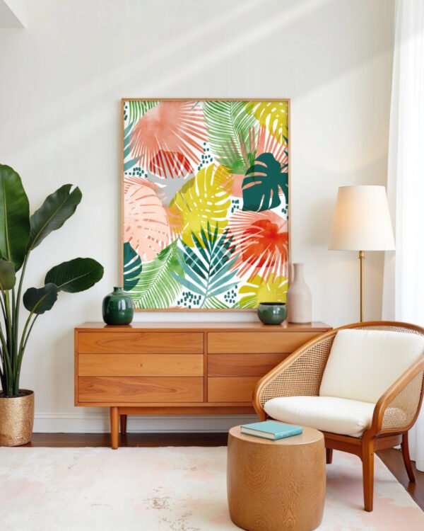 Shop Tropical Garden watercolor jungle monstera botanical Art Print, Canvas Print - available at 83oranges.com by artist Uma Gokhale India