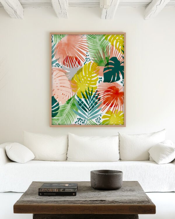 Shop Tropical Garden watercolor jungle monstera botanical Art Print, Canvas Print - available at 83oranges.com by artist Uma Gokhale India