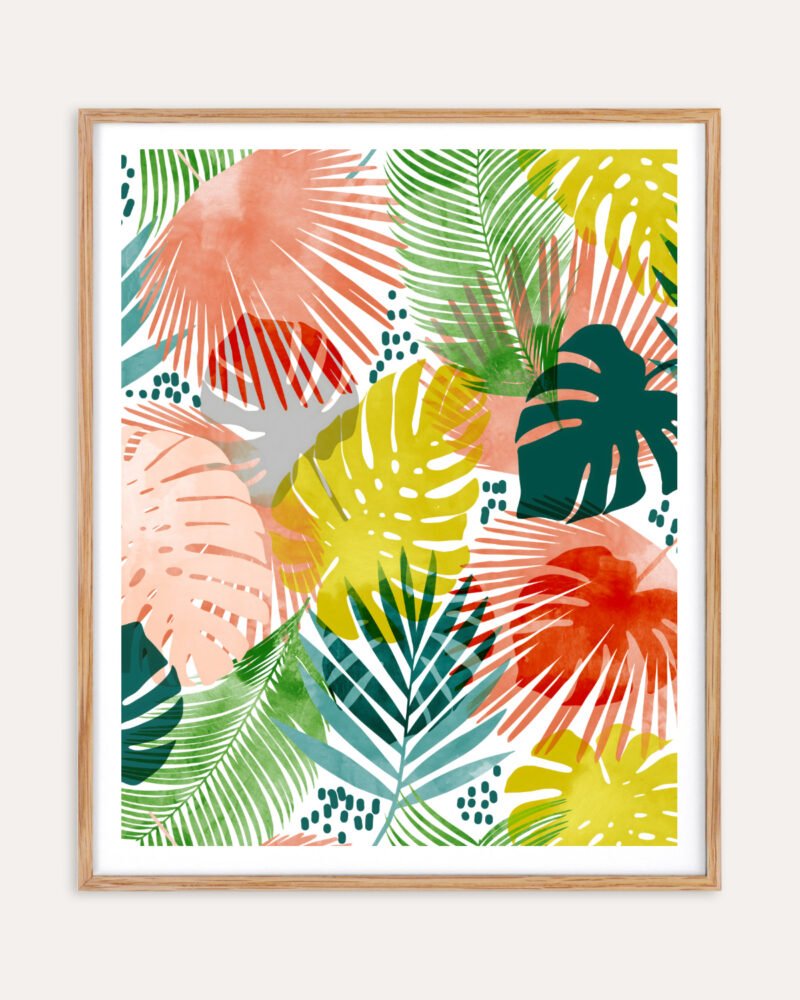 Shop Tropical Garden watercolor jungle monstera botanical Art Print, Canvas Print - available at 83oranges.com by artist Uma Gokhale India