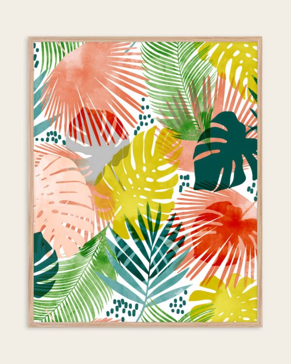 Shop Tropical Garden watercolor jungle monstera botanical Art Print, Canvas Print - available at 83oranges.com by artist Uma Gokhale India