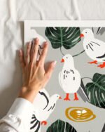 Shop White pigeons birds animals wildlife Art Print, Canvas Print - available at 83oranges.com by artist Uma Gokhale India