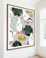 Shop White pigeons birds animals wildlife Art Print, Canvas Print - available at 83oranges.com by artist Uma Gokhale India