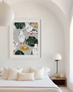 Shop White pigeons birds animals wildlife Art Print, Canvas Print - available at 83oranges.com by artist Uma Gokhale India