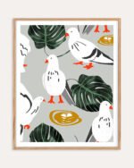Shop White pigeons birds animals wildlife Art Print, Canvas Print - available at 83oranges.com by artist Uma Gokhale India