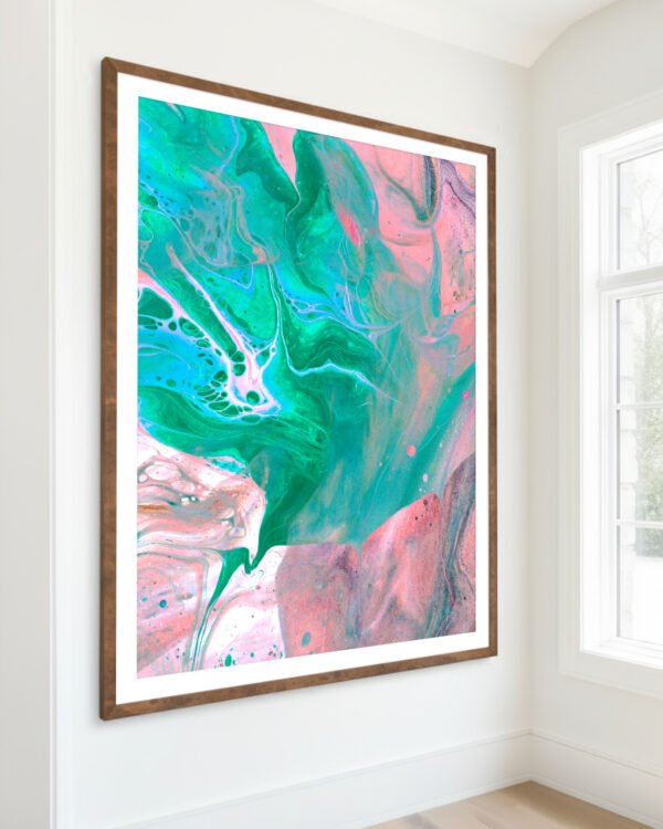 Shop Another World Abstract pink blue green marble luxe Art Print, Canvas Print - available at 83oranges.com by artist Uma Gokhale India