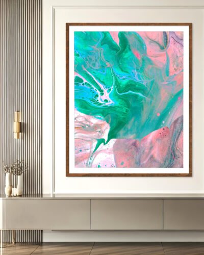 Shop Another World Abstract pink blue green marble luxe Art Print, Canvas Print - available at 83oranges.com by artist Uma Gokhale India
