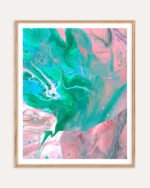 Shop Another World Abstract pink blue green marble luxe Art Print, Canvas Print - available at 83oranges.com by artist Uma Gokhale India