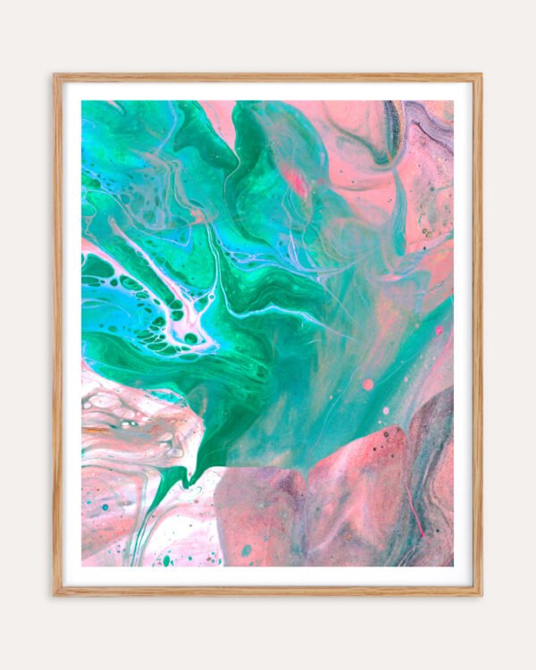 Shop Another World Abstract pink blue green marble luxe Art Print, Canvas Print - available at 83oranges.com by artist Uma Gokhale India
