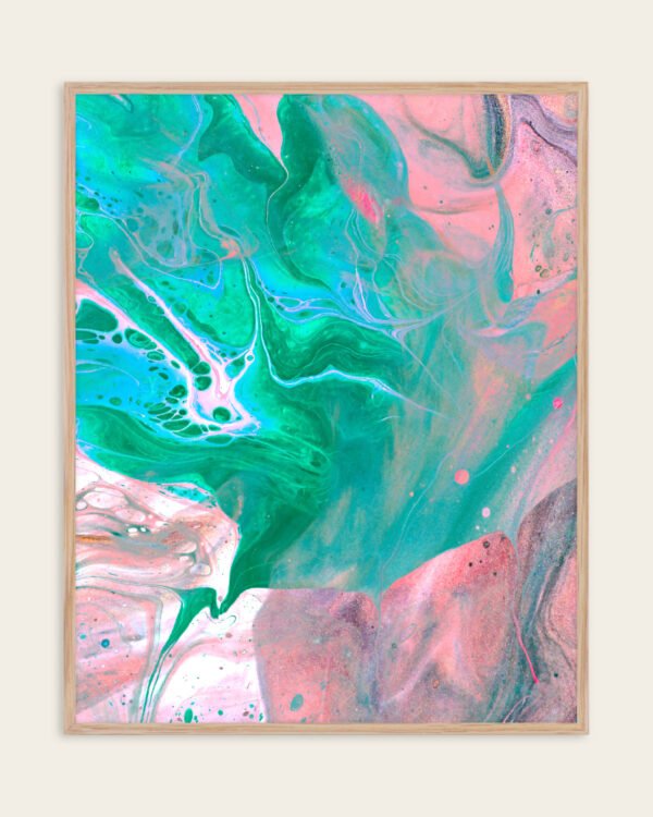 Shop Another World Abstract pink blue green marble luxe Art Print, Canvas Print - available at 83oranges.com by artist Uma Gokhale India