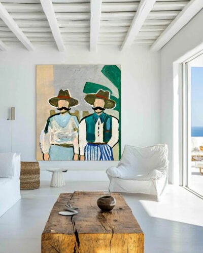 Shop Side By Side Cowboys Countryside Art Print, Canvas Print, digital printable download - available at 83oranges.com by artist Uma Gokhale India