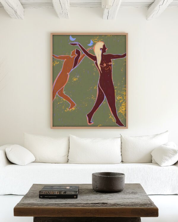 Shop Moonlit Soul Dance bohemian celestial Art Print, Canvas Print - available at 83oranges.com by artist Uma Gokhale India