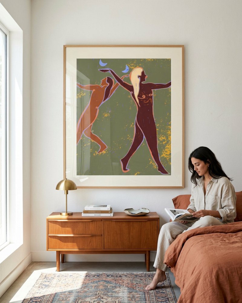 Shop Moonlit Soul Dance bohemian celestial Art Print, Canvas Print - available at 83oranges.com by artist Uma Gokhale India