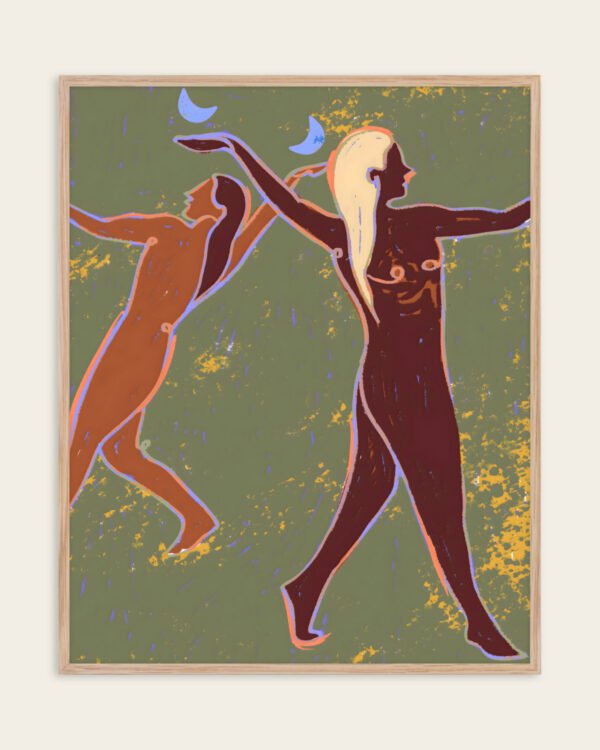 Shop Moonlit Soul Dance bohemian celestial Art Print, Canvas Print - available at 83oranges.com by artist Uma Gokhale India