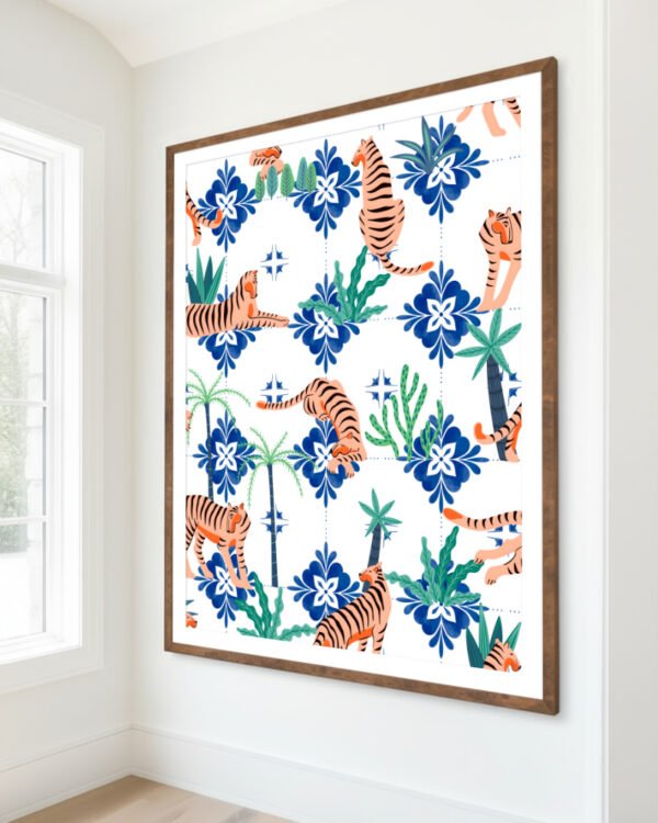 Shop Tigers in Morocco Art Print, Canvas Print - available at 83oranges.com by artist Uma Gokhale India