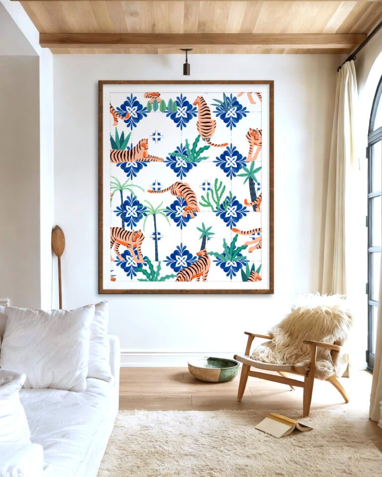 Shop Tigers in Morocco Art Print, Canvas Print - available at 83oranges.com by artist Uma Gokhale India