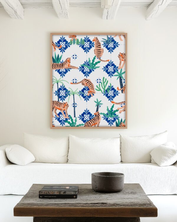 Shop Tigers in Morocco Art Print, Canvas Print - available at 83oranges.com by artist Uma Gokhale India