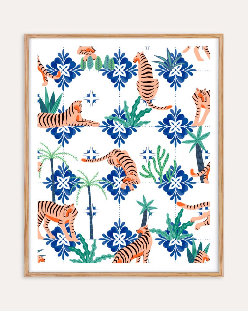Shop Tigers in Morocco Art Print, Canvas Print - available at 83oranges.com by artist Uma Gokhale India