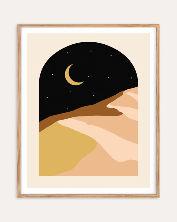 Shop Desert nights abstract landscape nature moon Art Print, Canvas Print - available at 83oranges.com by artist Uma Gokhale India