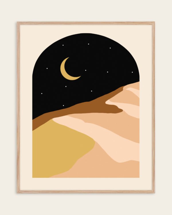 Shop Desert nights abstract landscape nature moon Art Print, Canvas Print - available at 83oranges.com by artist Uma Gokhale India
