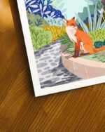 Shop Red Fox Retrospection Wildlife Animals garden Art Print, Canvas Print - available at 83oranges.com by artist Uma Gokhale India